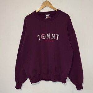 Vintage Tommy Hilfiger Embroidered Crewneck / Large / 1990s / Maroon